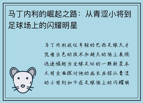 马丁内利的崛起之路：从青涩小将到足球场上的闪耀明星